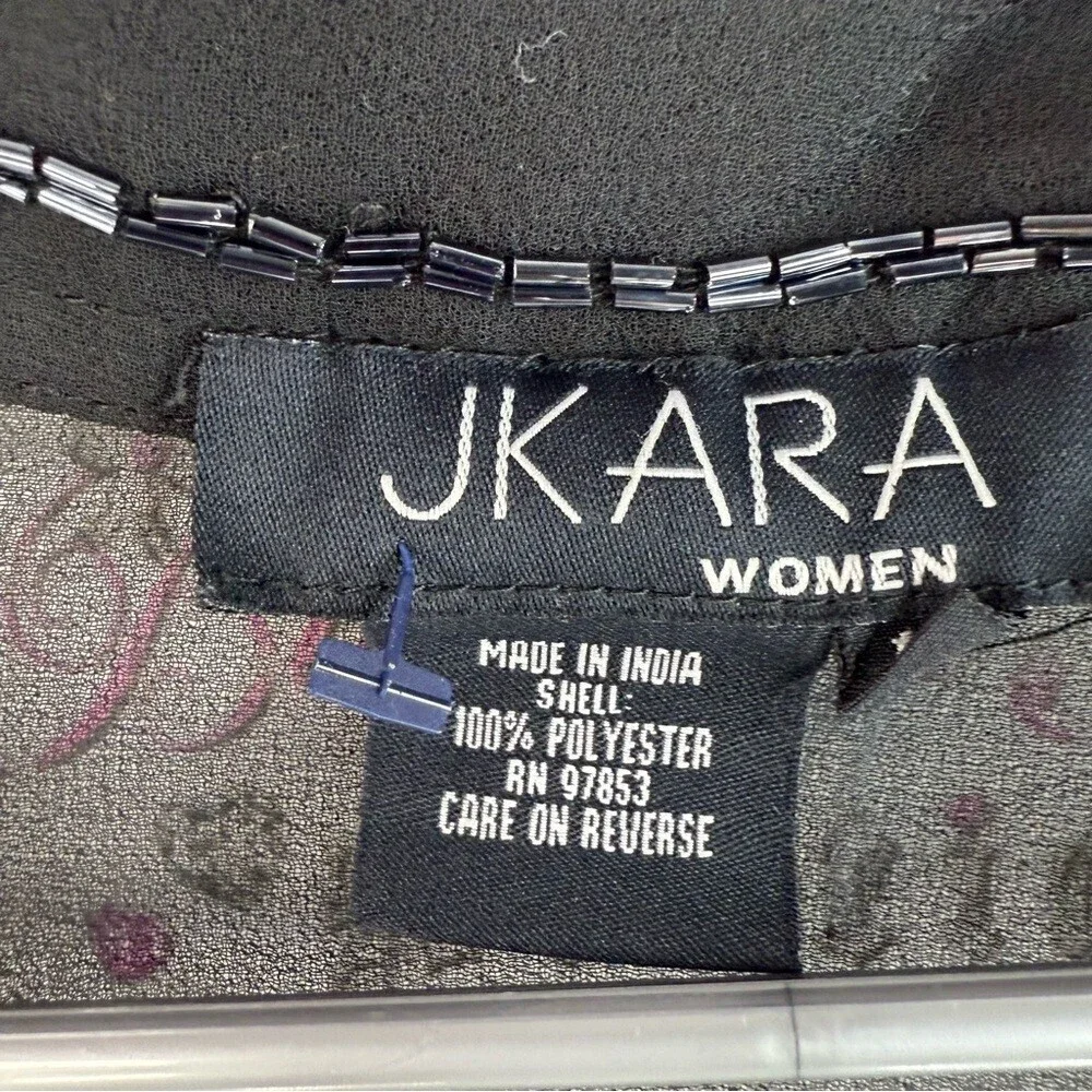 J Kara cardigan beaded embroidery, shiny mesh, Black and Silver Women's Cardigan